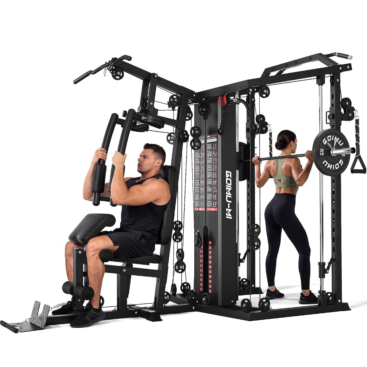 Home Gym One Machine - เครื่องสมิธแมชชีน DM01 แบบสองสถานีสำหรับใช้ในบ้าน, ชุดน้ำหนัก 140 ปอนด์
