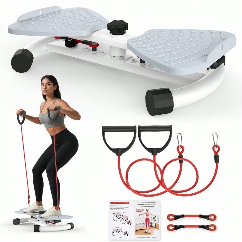 Home Gym Essentials - เครื่องออกกำลังกายแบบปรับแรงต้านได้สำหรับการออกกำลังกายที่บ้าน, เครื่องออกกำลังกายแบบขั้นบันไดขนาดเล็กพร้อมสายยางยืด, เครื่องฝึกออกกำลังกายแบบเงียบสำหรับขา, สะโพก, เอว และการออกกำลังกายทั่วร่างกาย