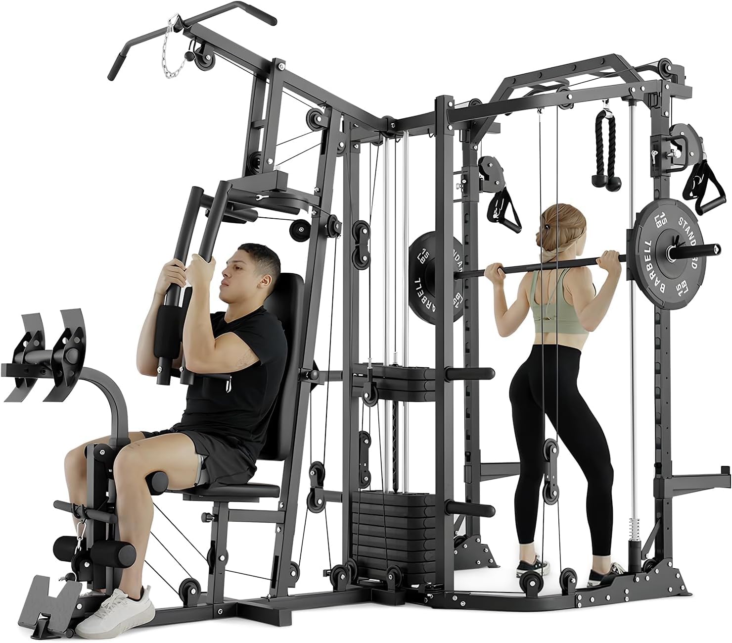 Home Gym One Machine - เครื่องออกกำลังกายแบบ Dual-Station SmithΔ Power Cage, สถานีออกกำลังกายแบบ