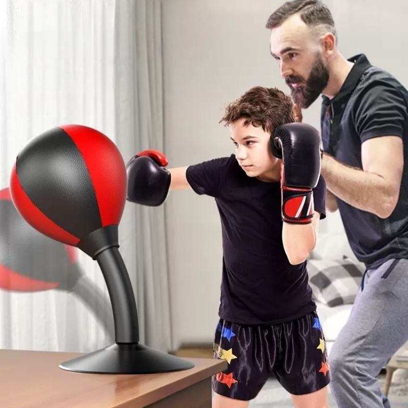 Speed Bag Boxing - ลูกบอลชกมวยแบบตั้งโต๊ะ ถุงทรายแบบสุญญากาศ อุปกรณ์ชกมวย ฝึกความเร็วและปฏิกิริยาตอบสนอง ถุงชกมวย อุปกรณ์กีฬาสำหรับใช้ในบ้าน
