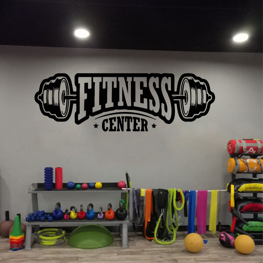 Home Gym Wallpaper - GYM ไวนิลตกแต่งรูปลอกผนังฟิตเนสคลับสติ๊กเกอร์ตกแต่งอุปกรณ์ตกแต่งบ้าน Fitness Center Art ภาพจิตรกรรมฝาผนัง