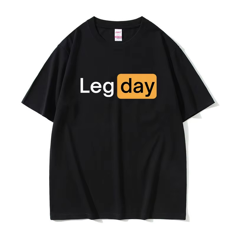 Home Gym China - เสื้อยืดพิมพ์ลายกราฟิกออกกำลังกายวันขา ดีไซน์สร้างสรรค์ตลกๆ สำหรับผู้ชาย ใส่เล่นกีฬากลางแจ้ง ผ้าฝ้าย 100%