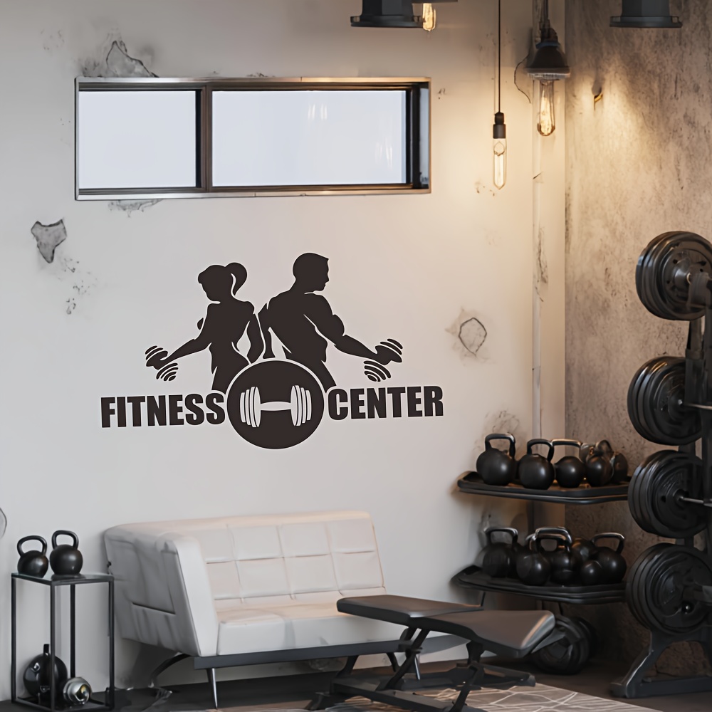 1PC ผู้ชายและผู้หญิงพร้อมดัมเบ - Home Gym Wallpaper บทวิจารณ์และราคา