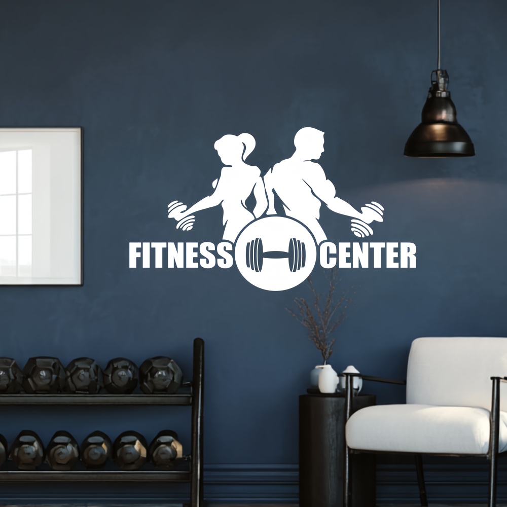 1PC ผู้ชายและผู้หญิงพร้อมดัมเบ - Home Gym Wallpaper บทวิจารณ์และราคา