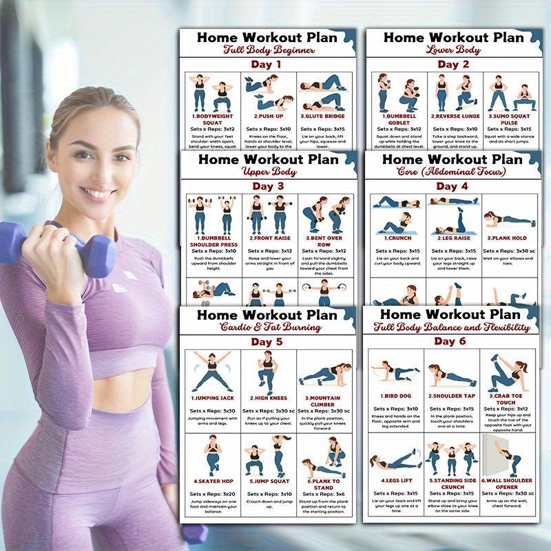 แผนภูมิการออกกำลังกายติดผนัง 6 - Workout Plan Home Gym บทวิจารณ์และราคา