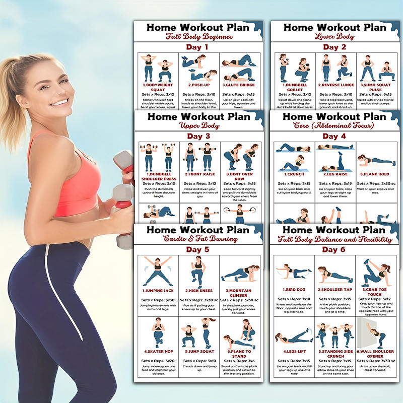 แผนภูมิการออกกำลังกายติดผนัง 6 - Workout Plan Home Gym บทวิจารณ์และราคา