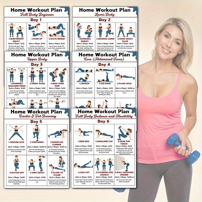แผนภูมิการออกกำลังกายติดผนัง 6 - Workout Plan Home Gym บทวิจารณ์และราคา