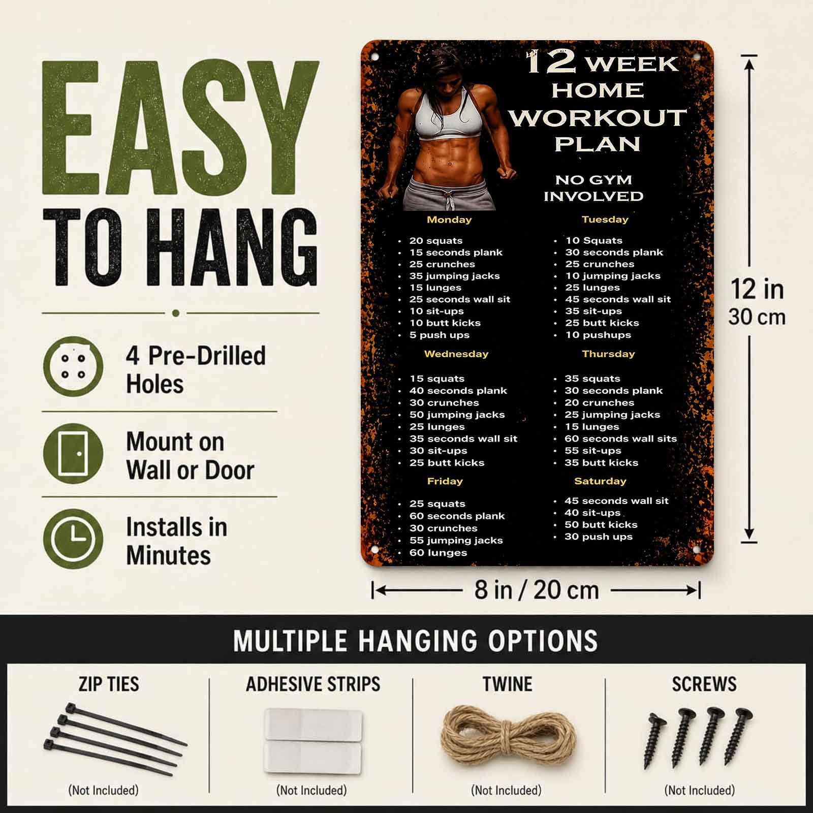 ป้ายอะลูมิเนียมสำหรับแผนการออก - Workout Plan Home Gym บทวิจารณ์และราคา